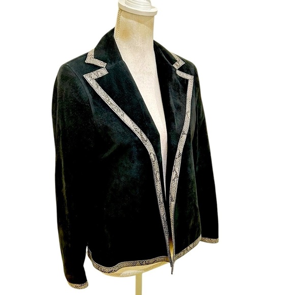 Doncaster Black suede leather suede lined Jacket python print Trim size 8 - Picture 3 of 9